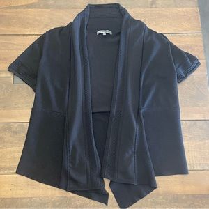 89th & Madison Open Drape Cardigan, Short Sleeve, Black, Women’s Medium